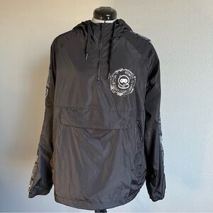 Black Hooded Windbreaker Jacket